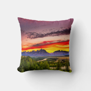 Coussin Coucher de soleil d'été à Snake River Vue