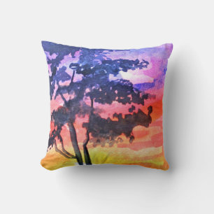 Coussin Coucher de soleil Dream paysage aquarelle art