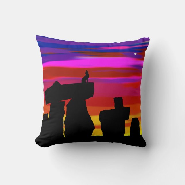 Coussin Coucher de soleil du désert de l'oreiller avec Coy (Recto)