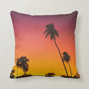 Coussin Coucher de soleil du désert de palmier, Landsca de