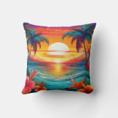 Coussin Coucher de soleil du paradis tropical (Verso)