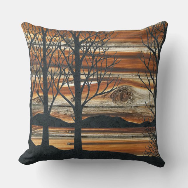 Coussin Coucher de soleil en bois (Recto)