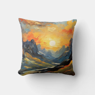 Coussin Coucher De Soleil Magique Dans Les Montagnes
