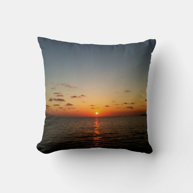 Coussin coucher de soleil magnifique océan jaune orange ro (Recto)