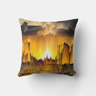 Coussin Coucher de soleil numérique abstrait avec bogue