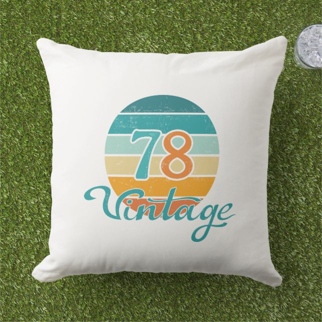 Coussin Coucher de soleil Rétro 78 Vintage en détresse (Herbe)