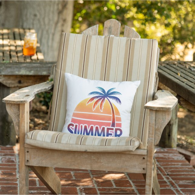 Coussin Coucher de soleil rétro d'été avec palmier (Chaise)