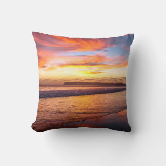 Coussin Coucher de soleil rouge sur la plage