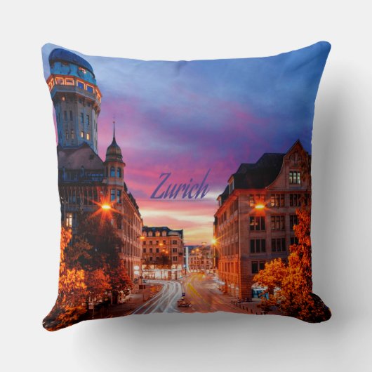 Coussin Coucher de soleil suisse de Zurich (Verso)