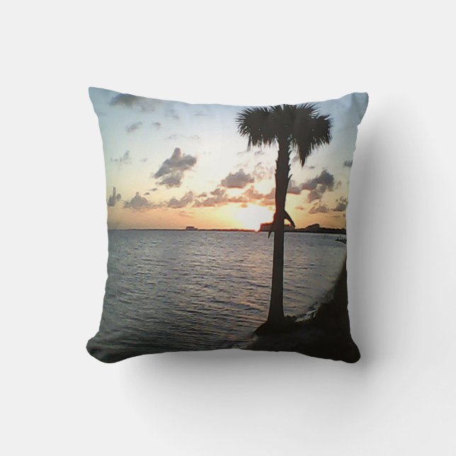 Coussin Coucher de soleil sur la plage (Recto)