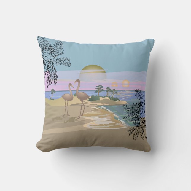 Coussin Coucher de soleil sur la plage (Recto)