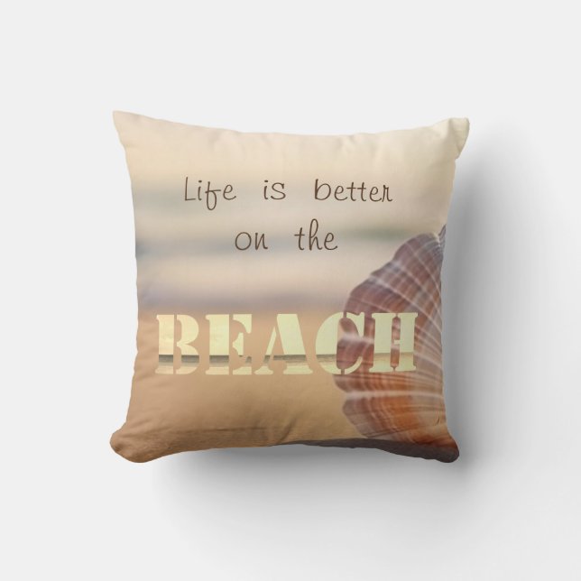 Coussin Coucher de soleil sur la plage Coquillage  (Recto)