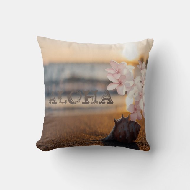 Coussin Coucher de soleil sur la plage coquillage, Plumeri (Recto)