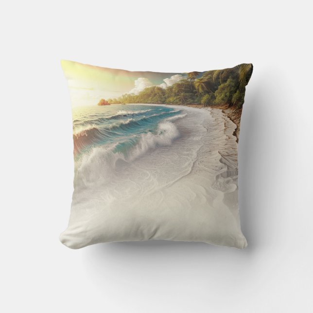 Coussin Coucher de soleil sur la plage paradisiaque Rustiq (Recto)