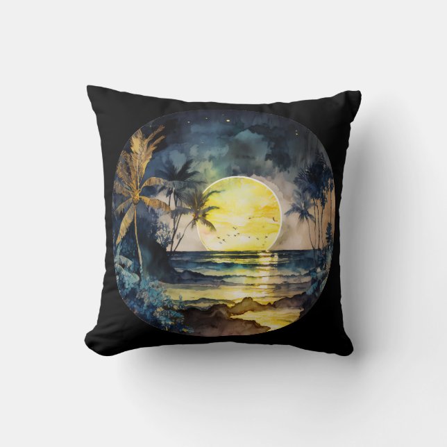 Coussin Coucher de soleil sur la plage tropicale (Recto)