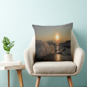 Coussin Coucher de soleil sur le brise-lames en Croatie –