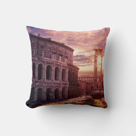 Coussin Coucher de soleil sur le Colisée de Rome à Rome (Recto)