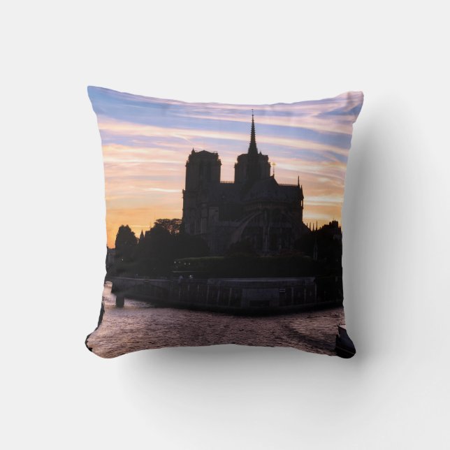 Coussin Coucher de soleil sur Notre Dame de Paris - Paris, (Recto)