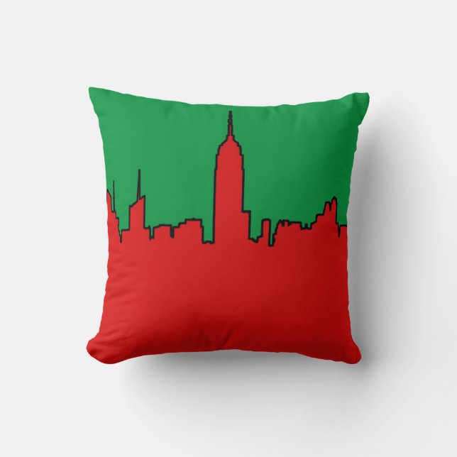 Coussin Coucher de soleil sur NYC : Silhouette de l'ESB à  (Recto)