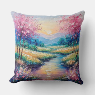 Coussin Coucher de soleil sur un ruisseau serein