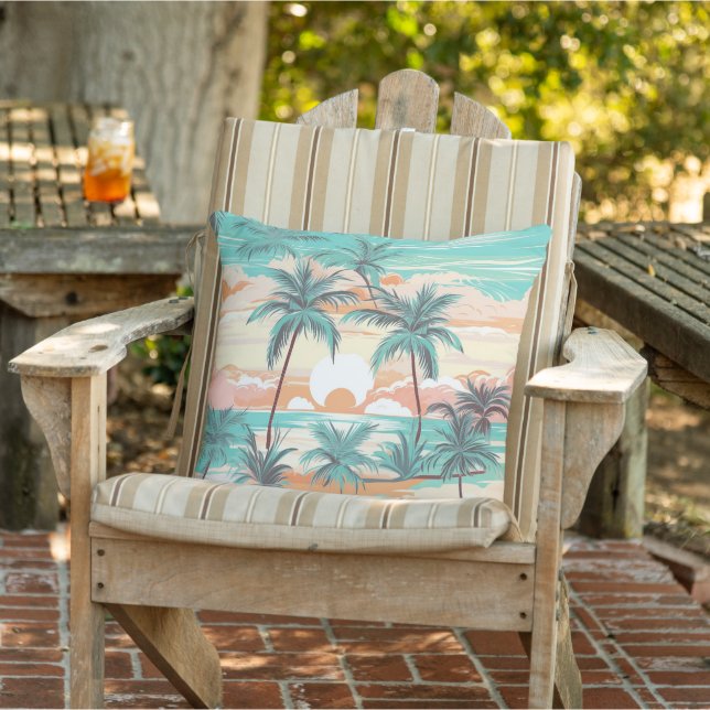 Coussin Coucher de soleil sur une plage tropicale (Chaise)
