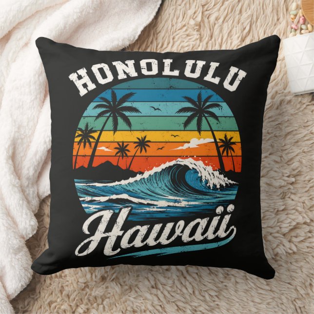 Coussin Coucher de soleil surf Honolulu Hawaï (Couverture)