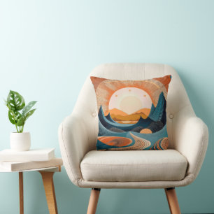 Coussin Coucher de soleil surréaliste abstrait du désert