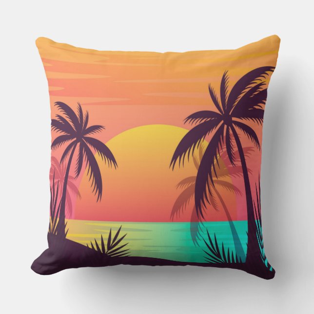 Coussin Coucher de soleil tropical (Recto)