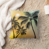 Coussin Coucher de soleil tropical avec palmiers - Plage N (Couverture)
