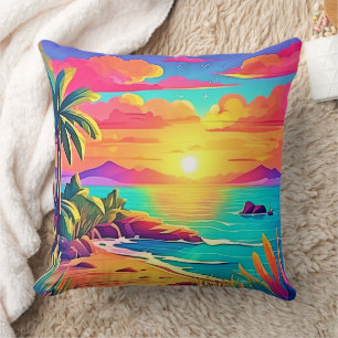 Coussin Coucher de soleil tropical : Ciel vif