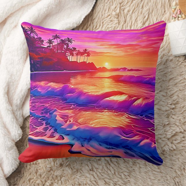 Coussin Coucher de soleil tropical : Lumière de la plage A (Couverture)