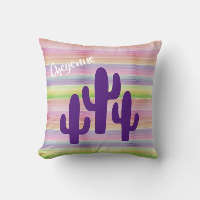 Coussin Coucher de soleil violet du Saguaro Cactus Sud-Oue (Recto)