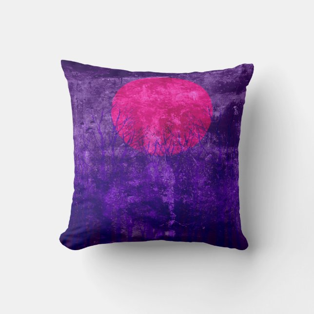 Coussin Coucher de soleil violet | Peinture Abstraite 2 (Recto)