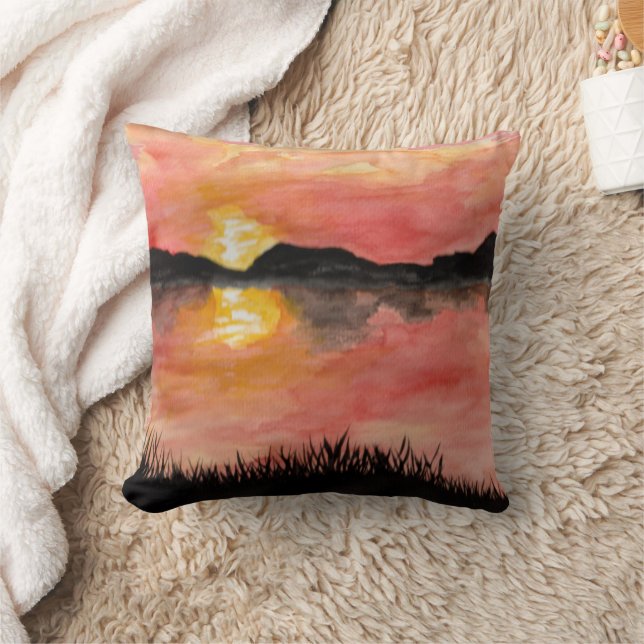 Coussin Coucher du soleil Aquarell/Tusche - Badhan (Couverture)