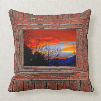 Coussin Coucher du soleil bleu rouge