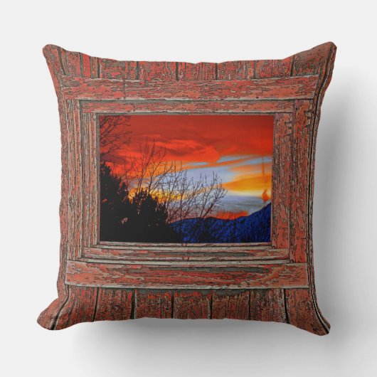 Coussin Coucher du soleil bleu rouge (Recto)