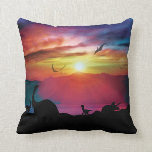 Coussin Coucher du soleil de dinosaure