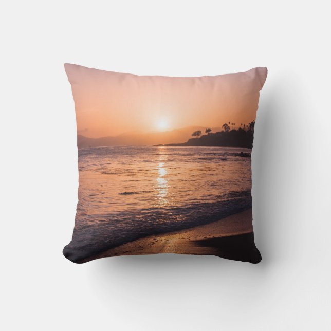 Coussin Coucher du soleil renversant de plage (Recto)