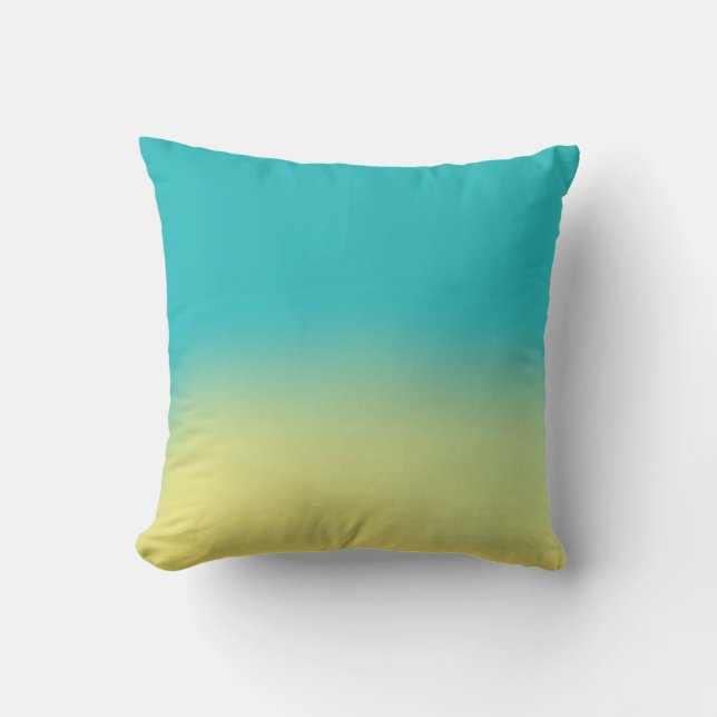 Coussin Coucher du soleil turquoise et jaune de texture (Recto)