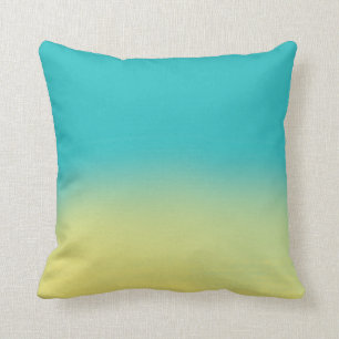 Coussin Coucher du soleil turquoise et jaune de texture