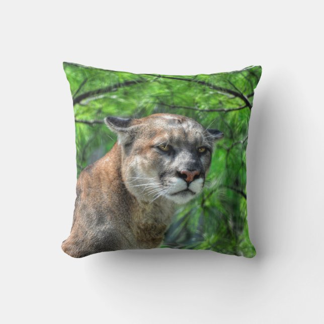 Coussin Cougar Mountain Lion & Summer Pines Image de la fa (Recto)