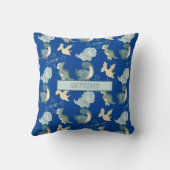 Coussin Couleur Aquarelle Bleue Dinosaure Motif Lisse Orei (Verso)