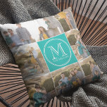 Coussin Couleur Arrière - plan modifiable Monogramme perso<br><div class="desc">Coussin photo Monogram avec une bordure blanche ronde que vous pouvez ajouter 8 de vos propres photos et personnaliser avec votre initiale et votre nom. En outre, vous pouvez également modifier la couleur arrière - plan (cliquez sur le bouton customiser) de la section du milieu où le monogramme est défini...</div>