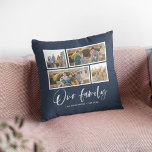 Coussin Couleur Arrière - plan modifiable Notre collection<br><div class="desc">Coussin avec les mots "Notre Famille" dans un script blanc élégant avec 4 photos avec une bordure blanche autour d'eux disposés côte à côte sur l'avant et l'arrière, ce qui en fait 8 photos au total que vous pouvez remplacer avec vous propres photos contre une couleur arrière - plan modifiable...</div>