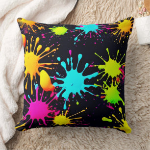 Coussin Couleur artistique éclatée avec peinture à goutte
