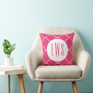 Coussin Couleur Chic Quatrefoil Monogramme Jeu d'oreiller