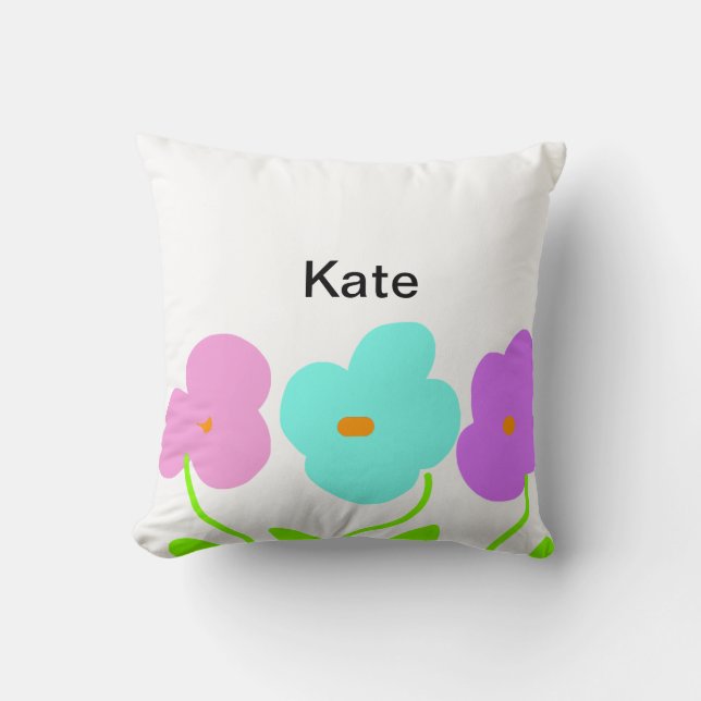 Coussin Couleur d'aquarelle bleu rose pourpre ajouter le n (Recto)