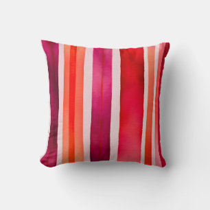 Coussin Couleur d'aquarelle colorée Rayures Carré Jeu d'or