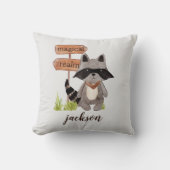Coussin Couleur d'aquarelle Cute Raccoon Nom du texte pers (Recto)