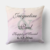 Coussin Couleur d'aquarelle de la crème violette de mariée (Verso)